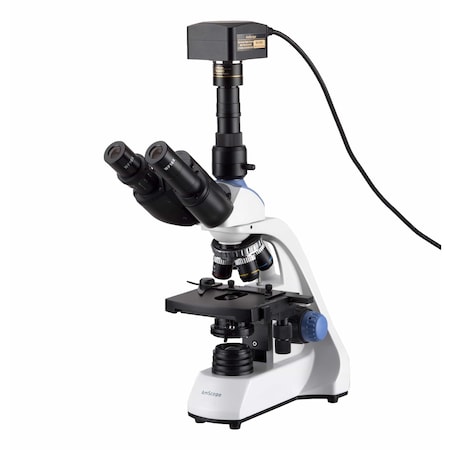 Amscope 40X-2500X LED Trinocular Compound Microscope w 3D Two-Layer Mechanical Stage With 5MP USB 3 Camera T250C-5M3